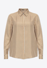 Versace Pinstripe Chain Print Silk Shirt 1001360 1A13367-5E490