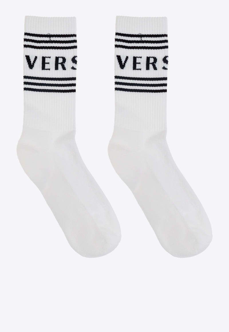 Versace 90s Vintage Logo Jacquard Socks 1008835 1A13107-2W020