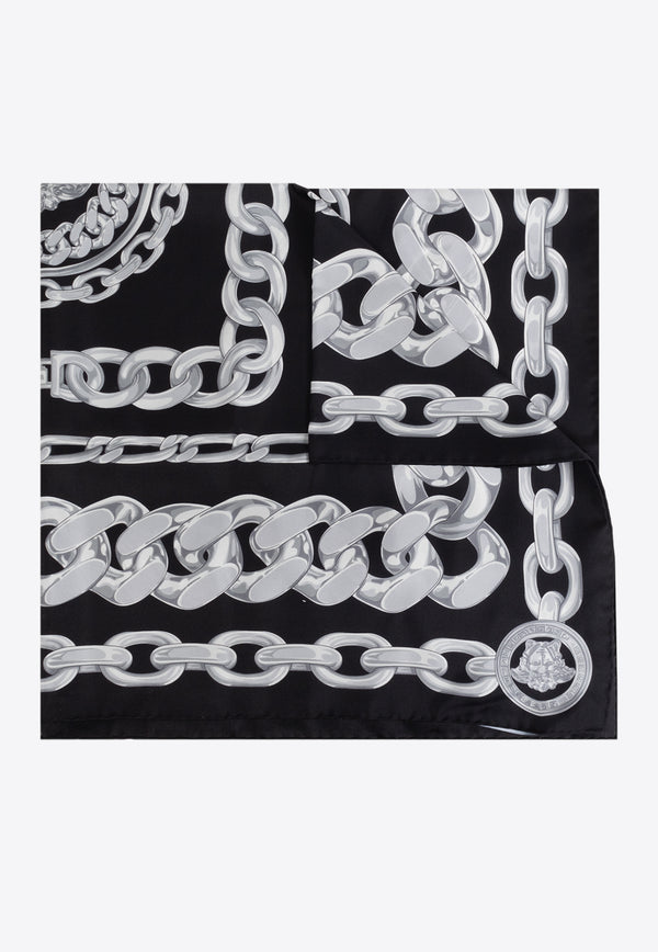 Versace Large Chains Print Silk Scarf 1001600 1A13762-5B950