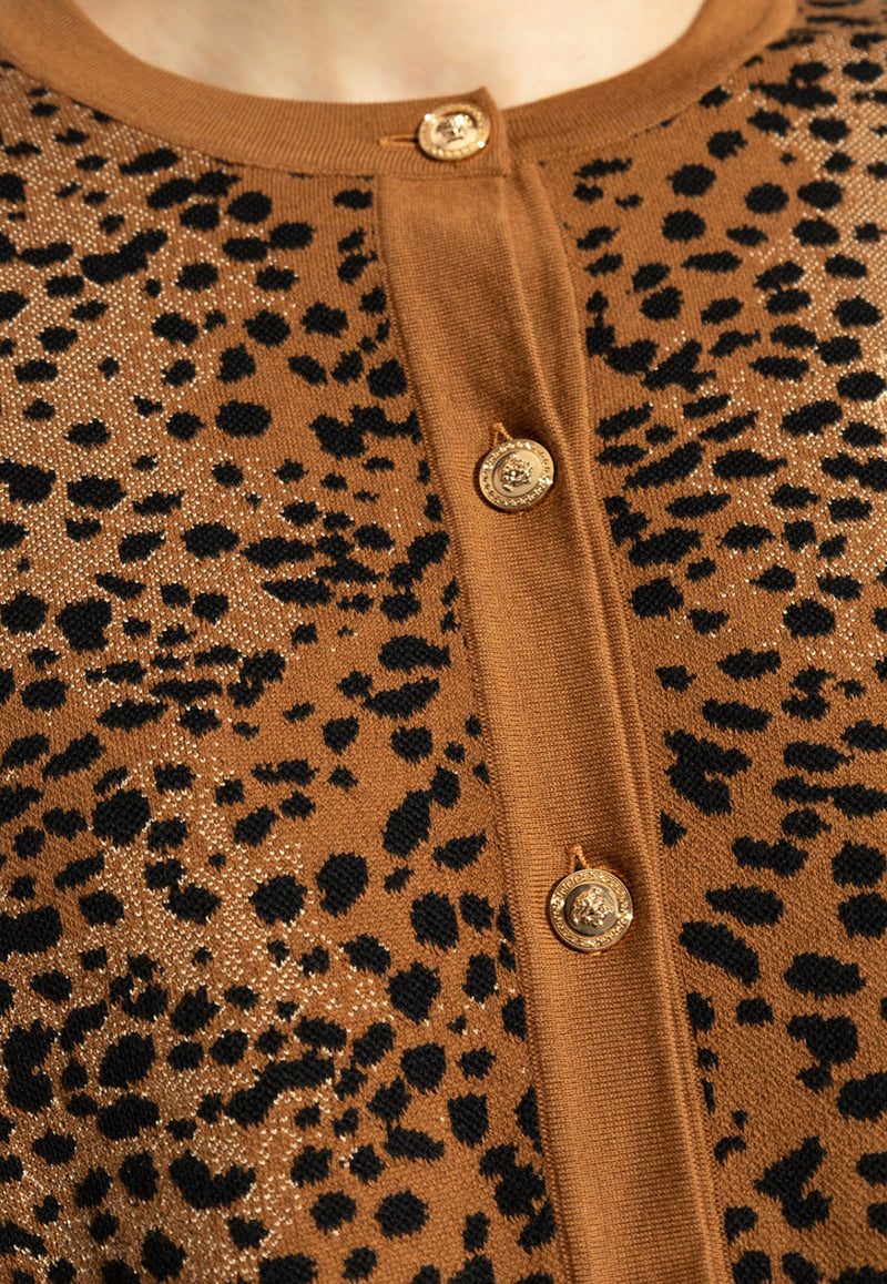 Versace Leopard Pattern Button-Up Cardigan 1011020 1A13230-2N110