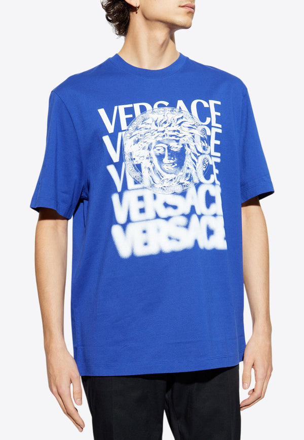 Versace Medusa Medallion Print Crewneck T-shirt 1013302 1A12439-2UD30