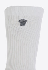 Versace Medusa Embroidered Rib-Knit Socks 1008835 1A13105-2W020