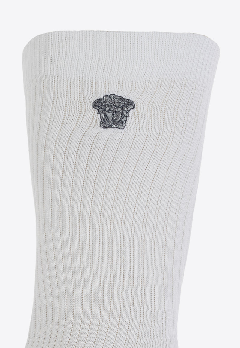 Versace Medusa Embroidered Rib-Knit Socks 1008835 1A13105-2W020