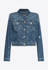 Versace Starry Sky Button-Up Denim Jacket 1015521 1A13342-1D800