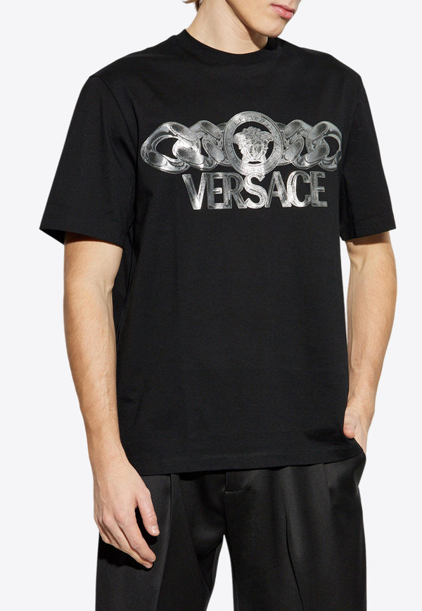 Versace Medusa on Chain Print Crewneck T-shirt 1013302 1A13405-2B510