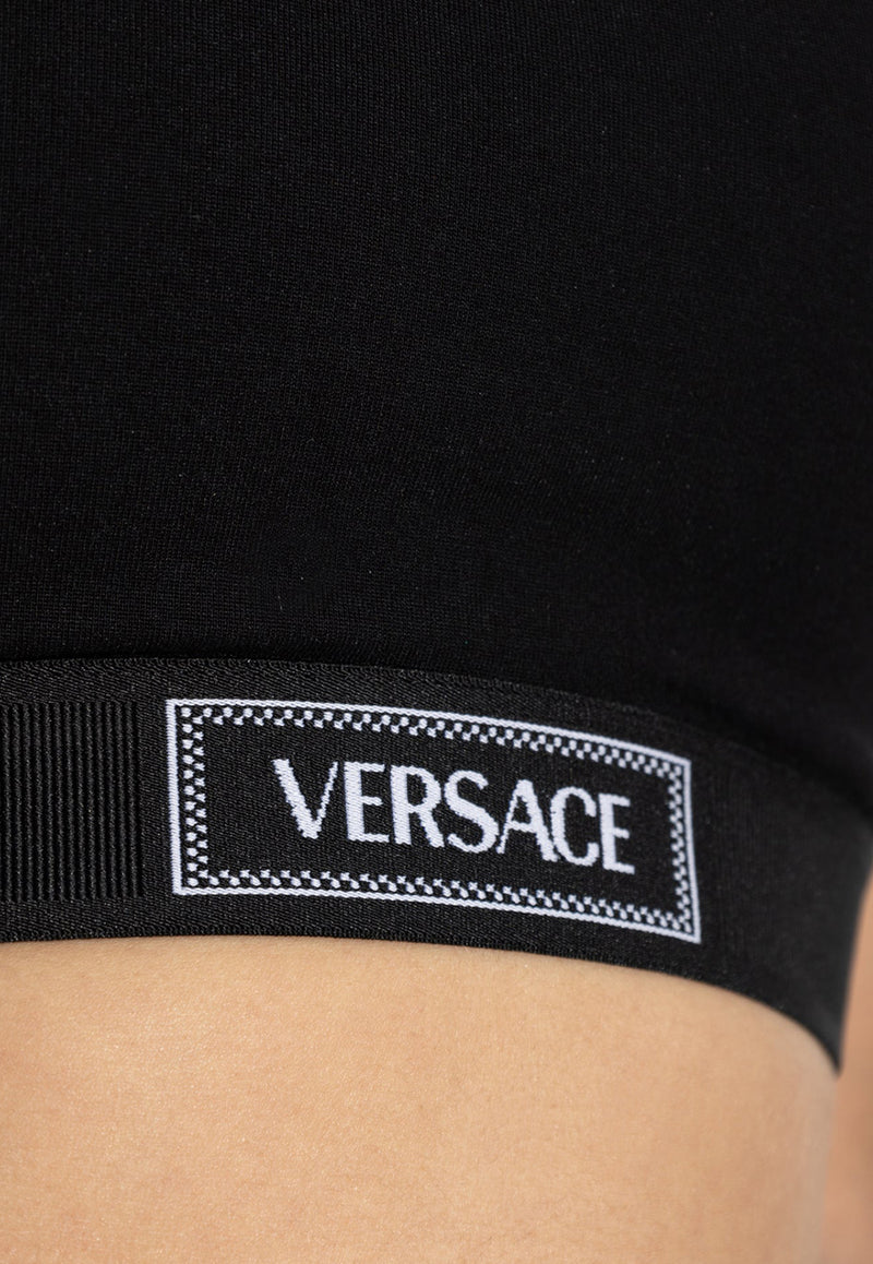 Versace Logo Label Jacquard Sports Bra 1015880 1A12037-1B000