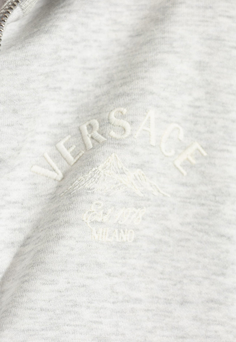 Versace Logo Embroidered Zip-Up Sweatshirt 1018276 1A12961-1ED90