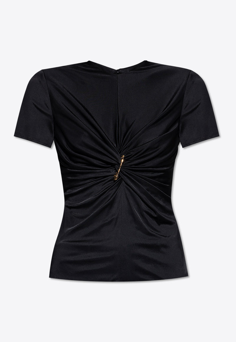 Versace Safety Pin Gathered Short-Sleeved Top 1018081 1A12497-1B000