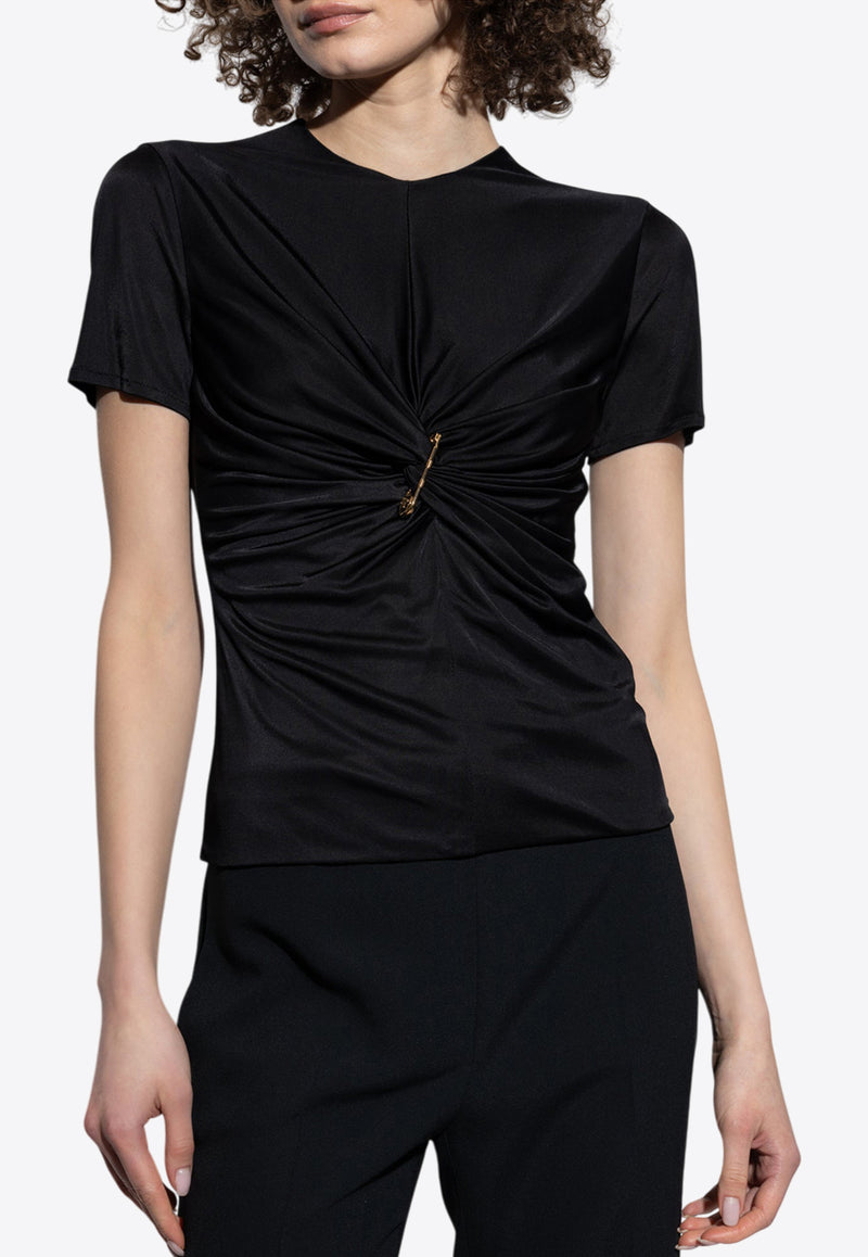 Versace Safety Pin Gathered Short-Sleeved Top 1018081 1A12497-1B000