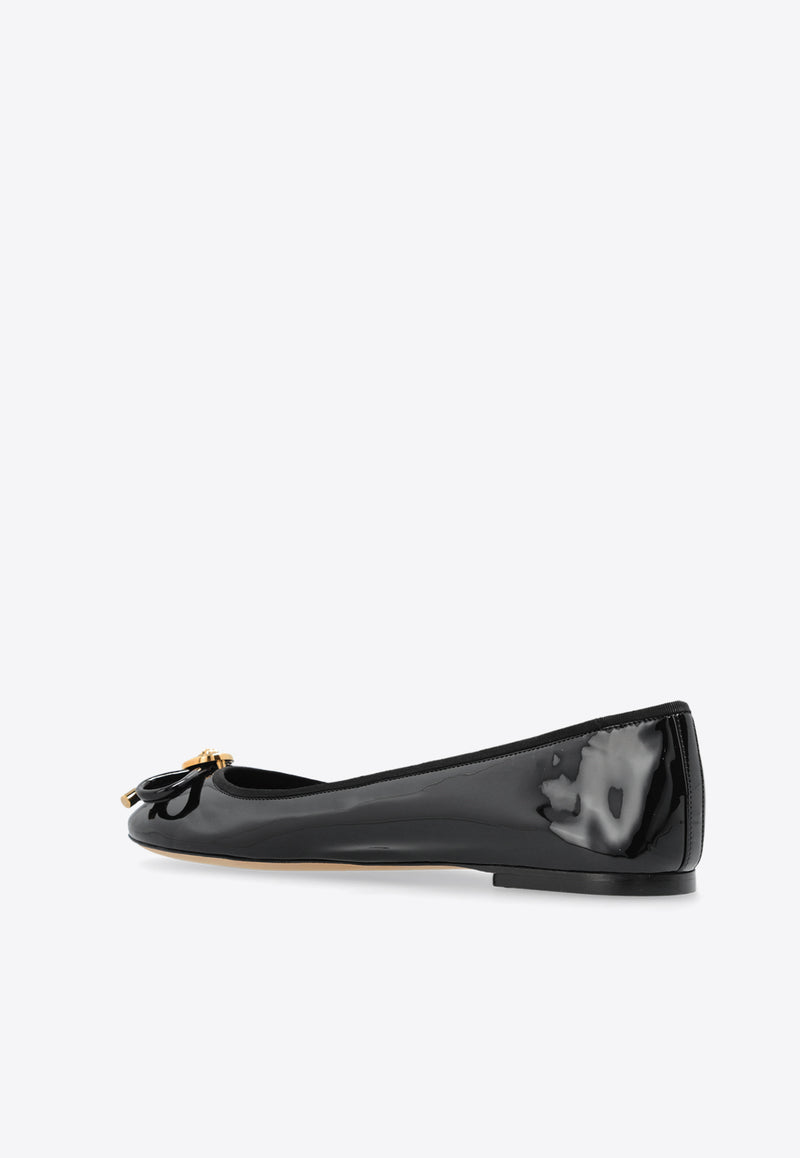 Versace Opera Bow Patent Ballet Flats 1017834 1A11949-1B00V