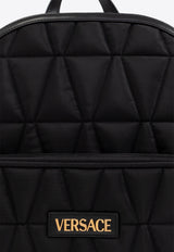 Versace Logo-Patch Quilted Backpack 1018355 1A13686-1B00V