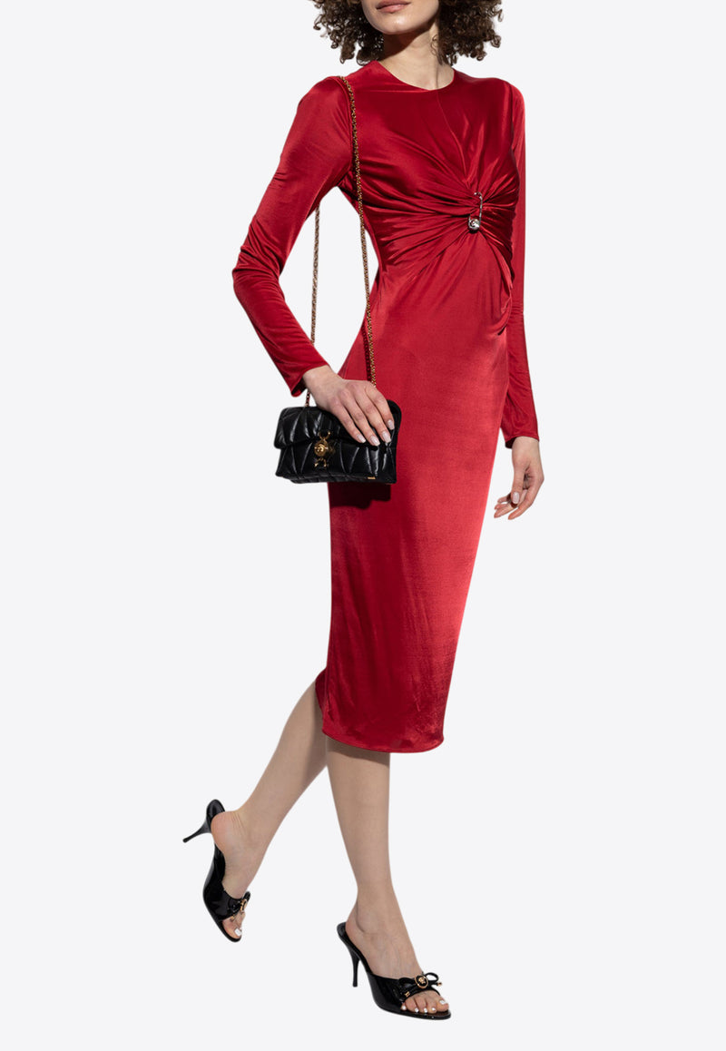 Versace Safety Pin Gathered Fitted Midi Dress 1018475 1A12497-1RB30