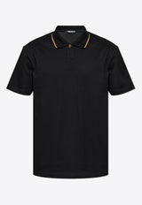 Versace Polo T-shirt With Lurex Stripe 1018857 1A13525-1B000