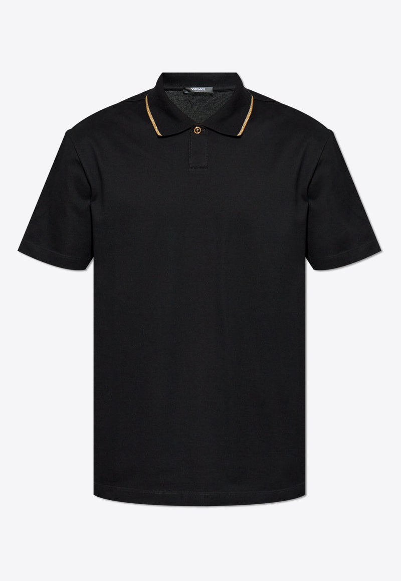 Versace Polo T-shirt With Lurex Stripe 1018857 1A13525-1B000