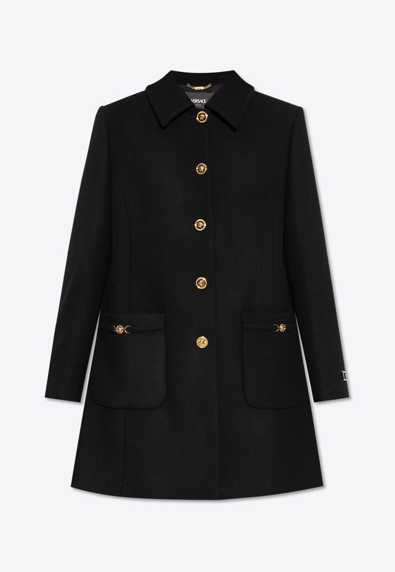 Versace A-Line Felted-Wool Coat 1018942 1A12326-1B000