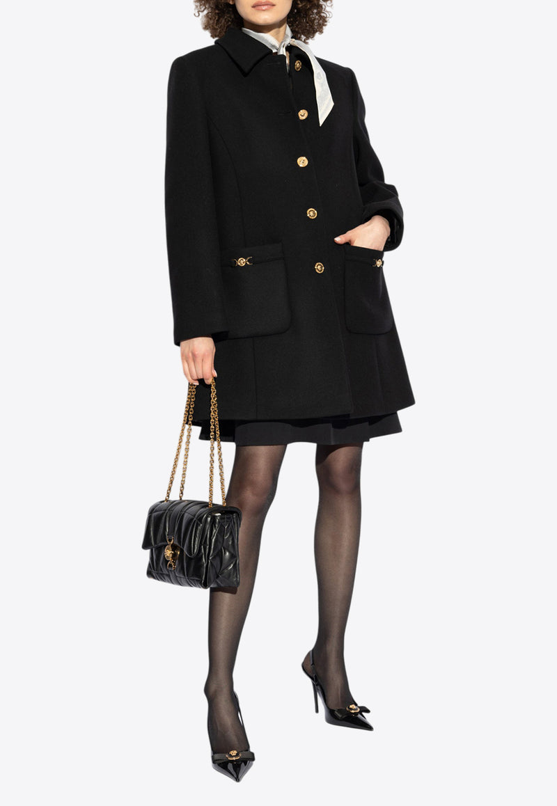 Versace A-Line Felted-Wool Coat 1018942 1A12326-1B000