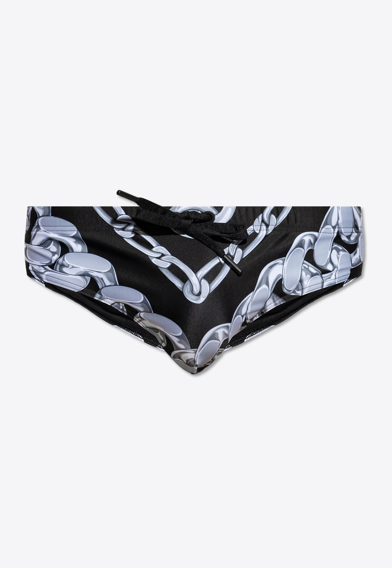 Versace Chain-Link Print Swim Briefs 1019006 1A13625-5B950