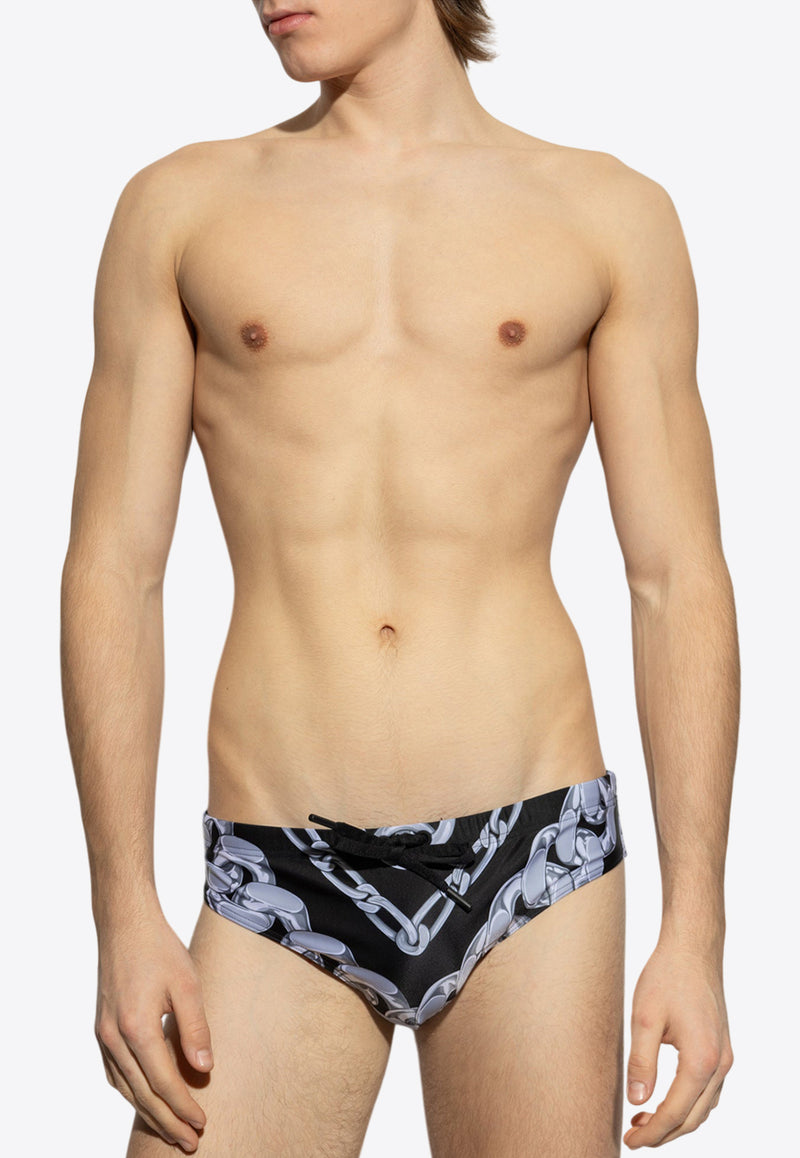 Versace Chain-Link Print Swim Briefs 1019006 1A13625-5B950