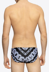 Versace Chain-Link Print Swim Briefs 1019006 1A13625-5B950