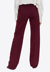 Salvatore Ferragamo High-Rise Striped Wool Pants 13G522 P 780884-OXBLOOD BORDEAUX