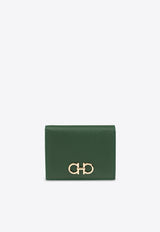 Salvatore Ferragamo Gancini Bi-Fold Leather Compact Wallet 22D780 154 779138-FOREST GREEN