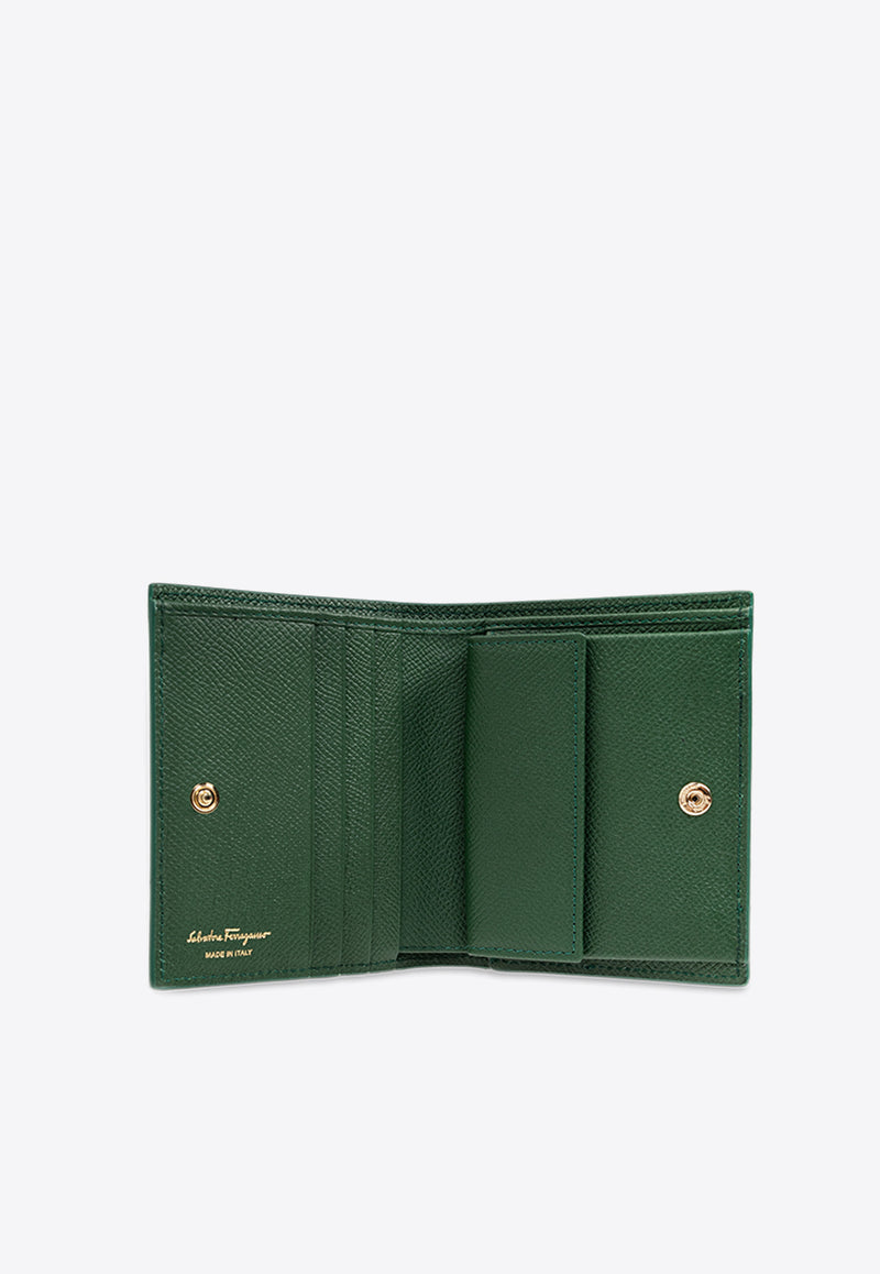 Salvatore Ferragamo Gancini Bi-Fold Leather Compact Wallet 22D780 154 779138-FOREST GREEN