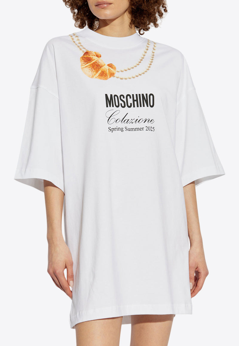 Moschino Logo-Print T-shirt Mini Dress 251E A0438 0541-1001