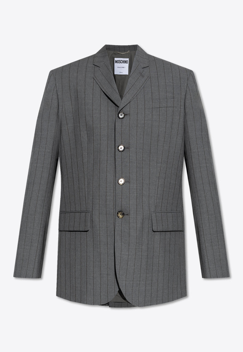 Moschino Pinstriped Wool Single-Breasted Blazer 251E J0501 0516-1508