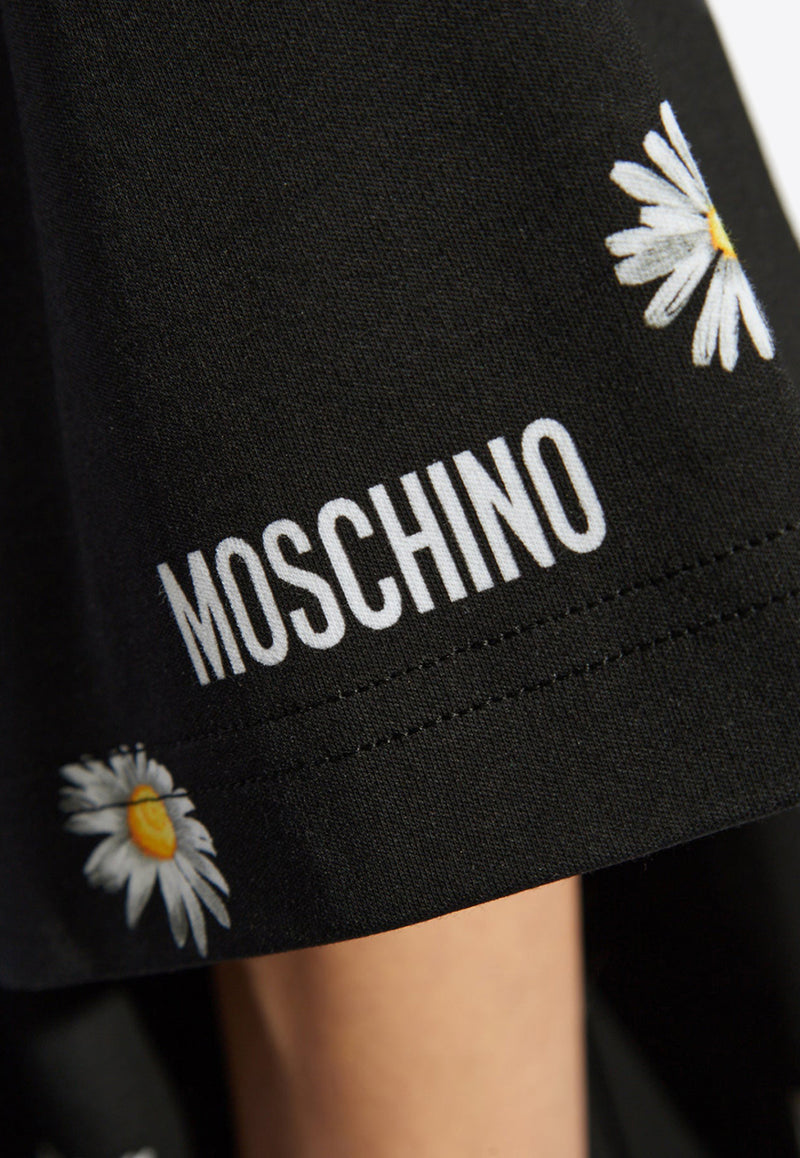 Moschino Floral-Pattern Short-Sleeved Mini Dress 251E A0427 0542-4555