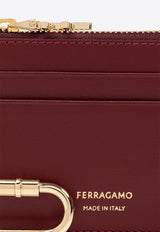 Salvatore Ferragamo Leather Cardholder with Key-Ring 220868 PORTA CARTE 779951-BORGOGNA