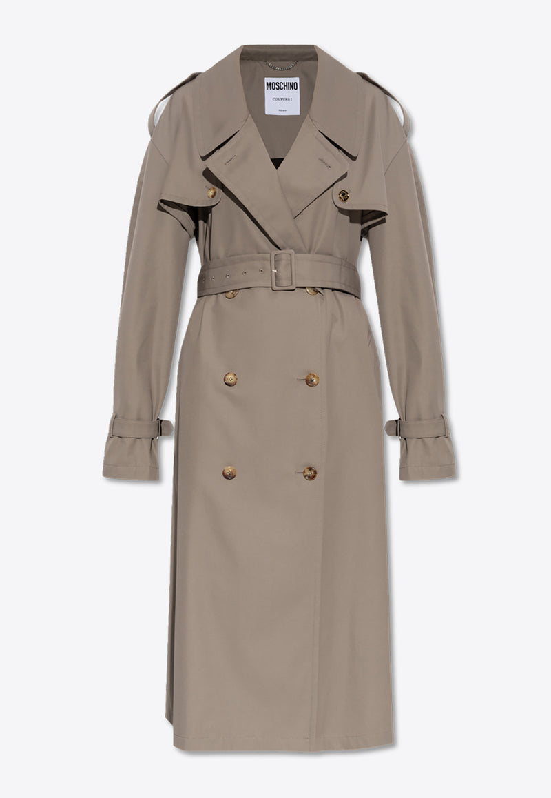 Moschino Double-Breasted Trench Coat 251E V0601 0513-0082