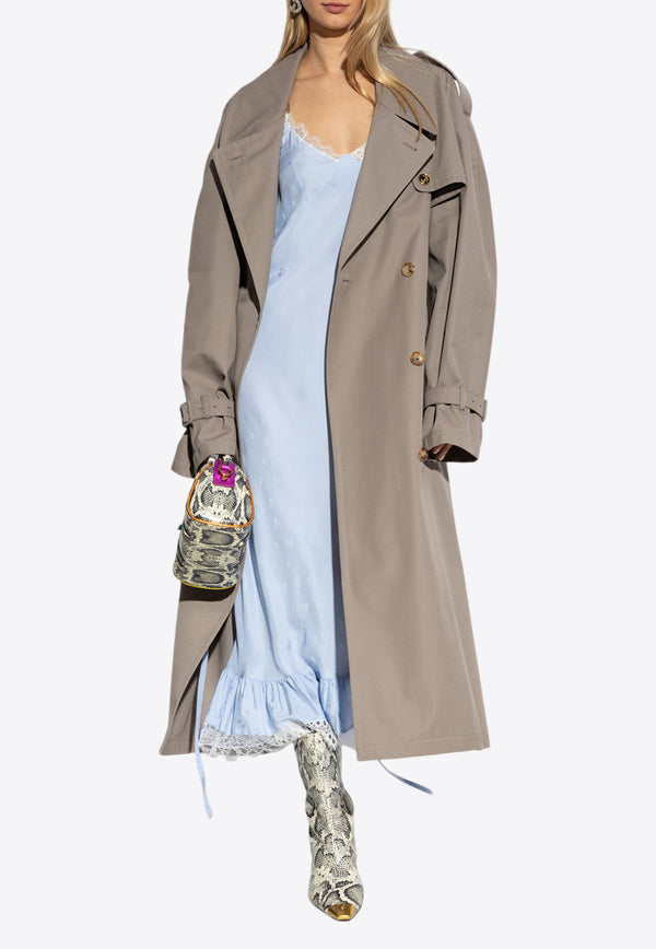 Moschino Double-Breasted Trench Coat 251E V0601 0513-0082