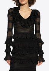 Zimmermann Crush Frilled V-neck Top 2233TR251 0-BLK