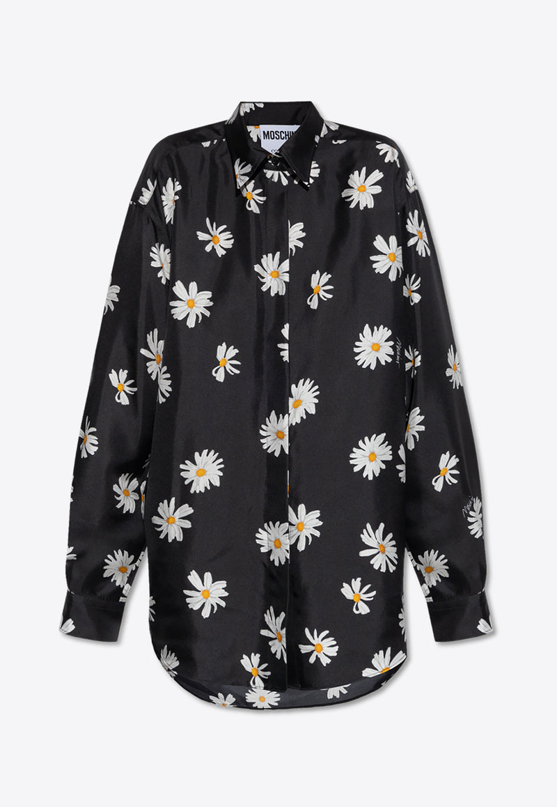 Moschino All-Over Flowers Long-Sleeved Silk Shirt 251E A0225 0561-1555