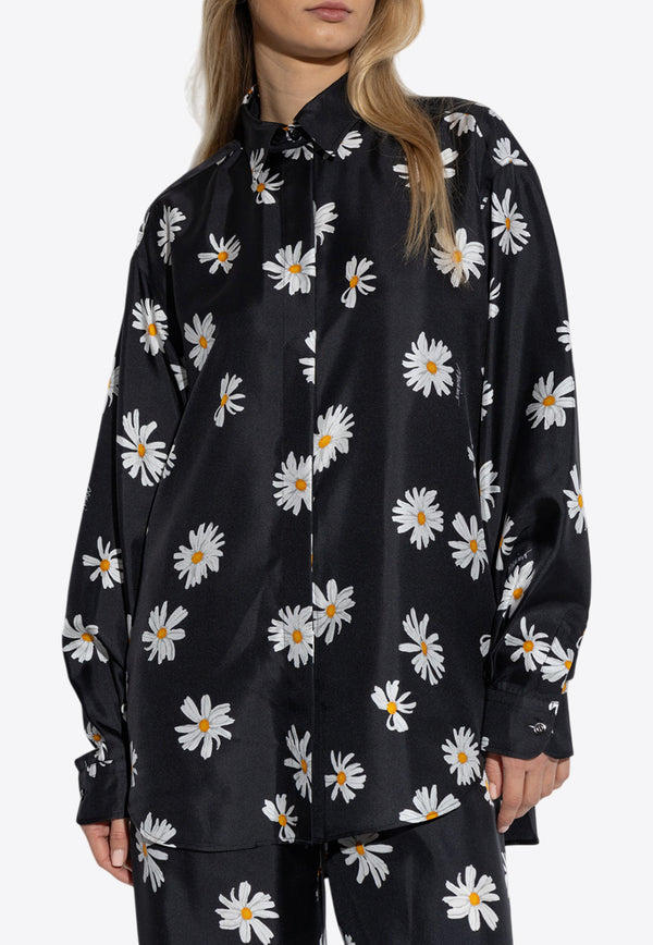 Moschino All-Over Flowers Long-Sleeved Silk Shirt 251E A0225 0561-1555