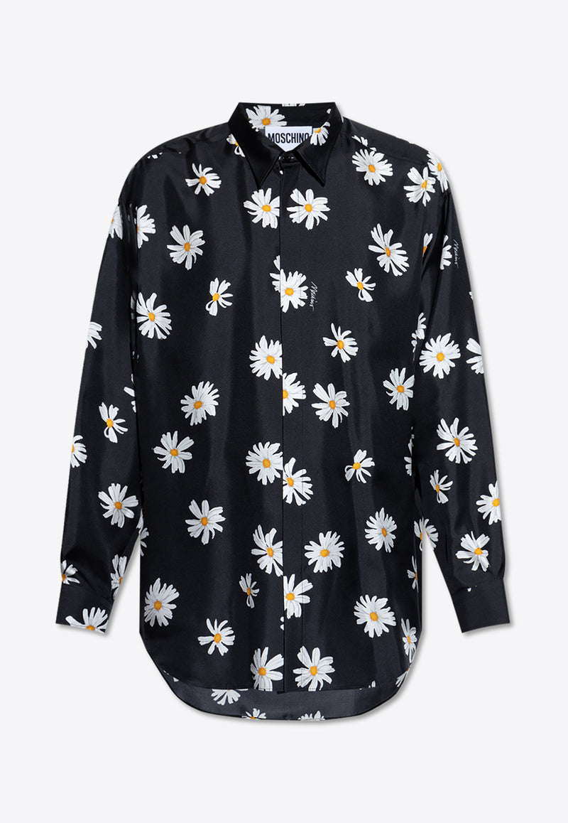 Moschino All-Over Flowers Long-Sleeved Silk Shirt 251ZZ A0219 0261-1555