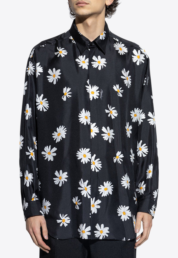 Moschino All-Over Flowers Long-Sleeved Silk Shirt 251ZZ A0219 0261-1555