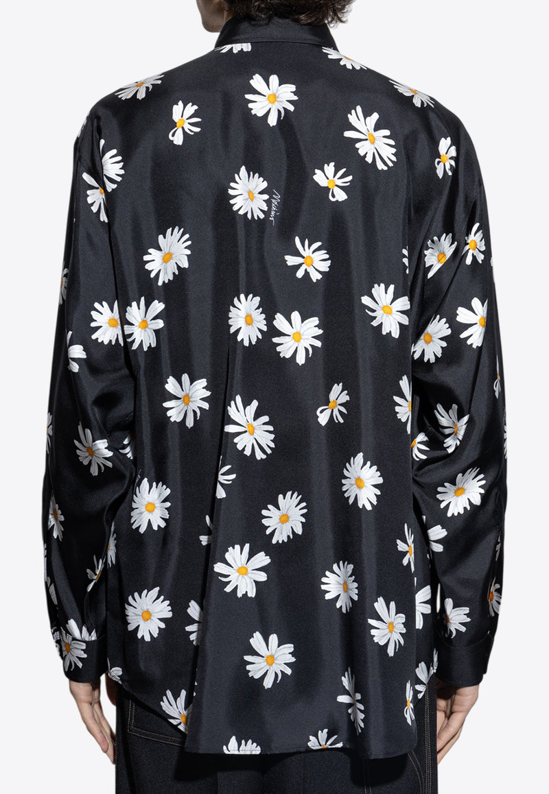 Moschino All-Over Flowers Long-Sleeved Silk Shirt 251ZZ A0219 0261-1555