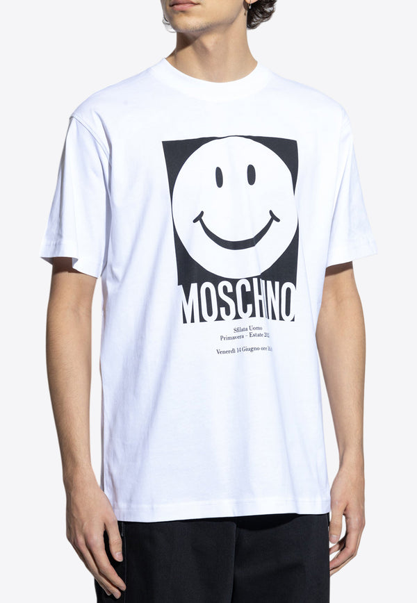 Moschino Smiley Logo-Print Crewneck T-shirt 251ZZ J0723 0241-1001