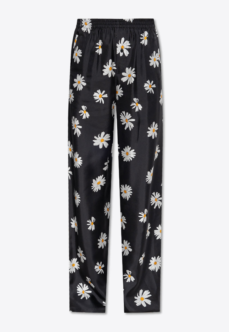 Moschino All-Over Flowers Silk Pants 251E A0337 0561-1555