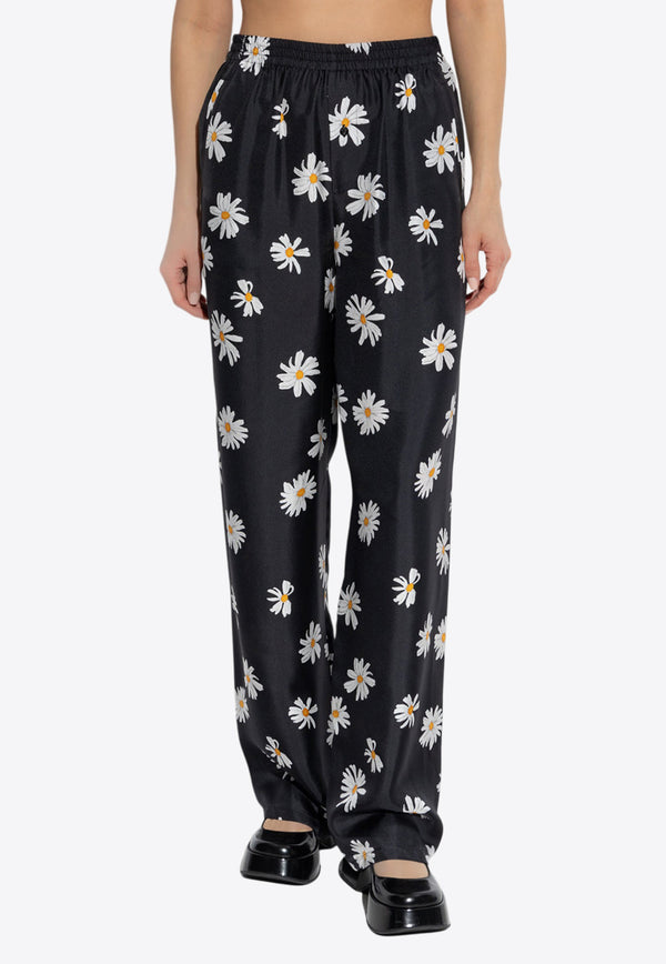 Moschino All-Over Flowers Silk Pants 251E A0337 0561-1555