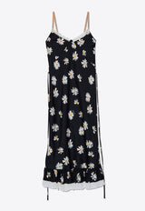 Moschino All-Over Flowers Silk Midi Dress 251E A0422 0561-1555