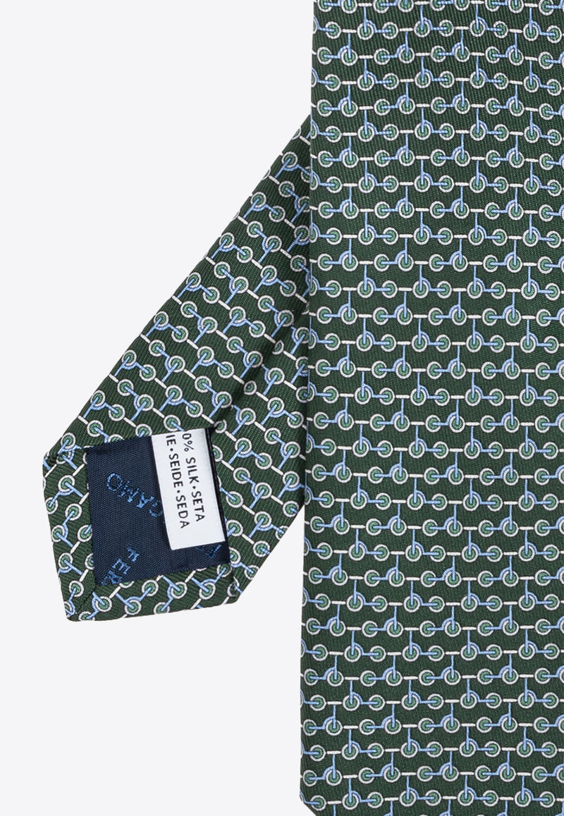 Salvatore Ferragamo Scooter Print Silk Tie 351214 4 ZIRO 778509-F VERDE