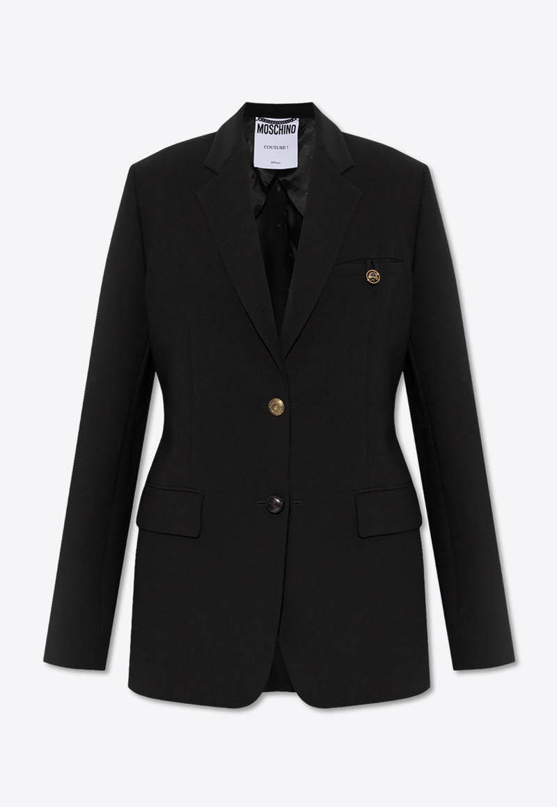 Moschino Single-Breasted Crepe Blazer 251E J0517 0524-3555