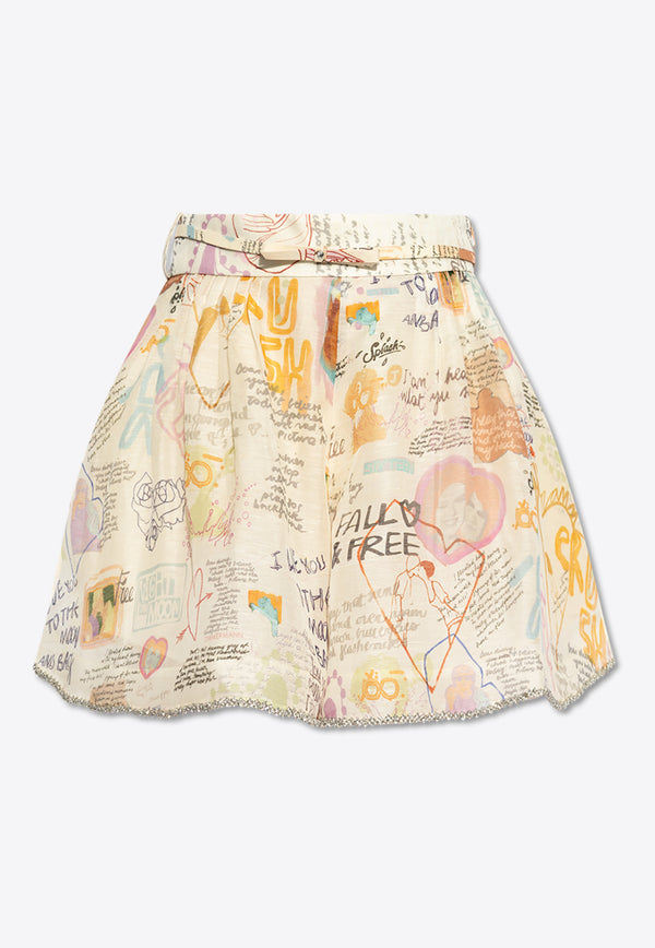 Zimmermann Floral-Printed Belted Shorts 2774AR251 0-DRDIARY