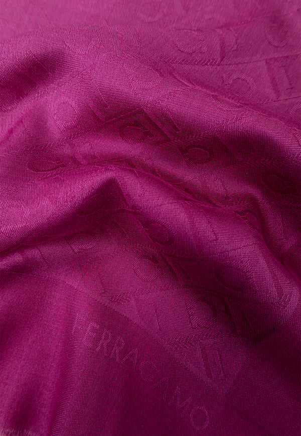 Salvatore Ferragamo Logo Monogram Silk-Blend Scarf 320960 SL MONODEGRA 779306-COTTON CANDY PINK