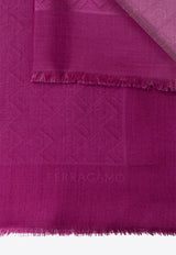 Salvatore Ferragamo Logo Monogram Silk-Blend Scarf 320960 SL MONODEGRA 779306-COTTON CANDY PINK