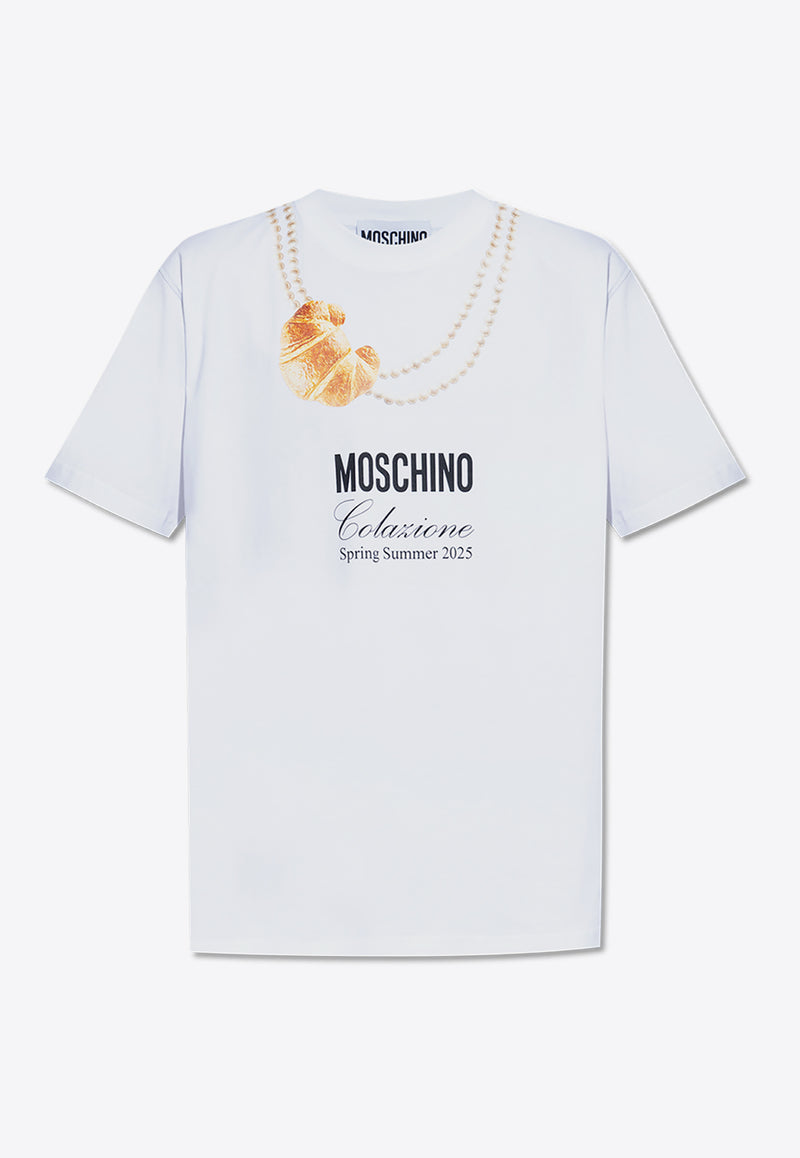 Moschino Breakfast-Logo Crewneck T-shirt 251ZZ J0707 0241-1001