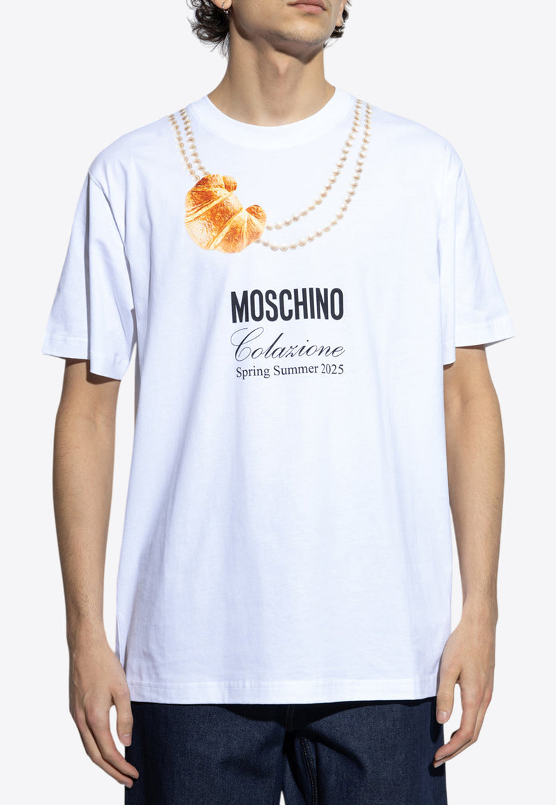 Moschino Breakfast-Logo Crewneck T-shirt 251ZZ J0707 0241-1001