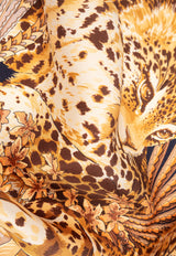 Salvatore Ferragamo Leopard Print Silk Scarf 310192 FO NEW KEOPE 780354-NEW NAVY ORANGE IVORY